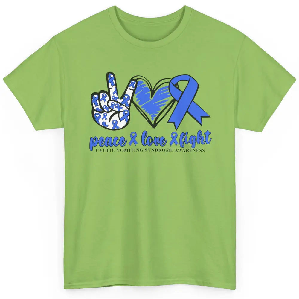 Cyclic Vomiting Syndrome Blue Ribbon Peace Love Fight Classic Unisex T-Shirt