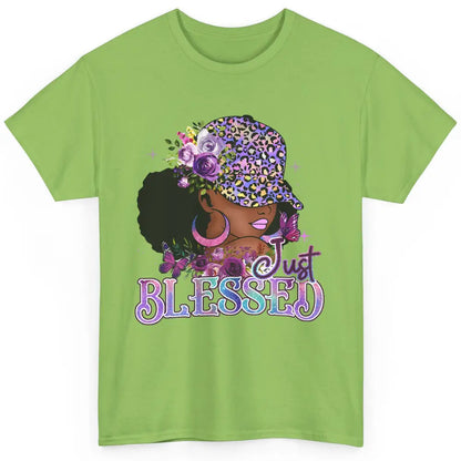 Floral Afro Black Girl Just Blessed Christian Afro American Classic Unisex T-Shirt