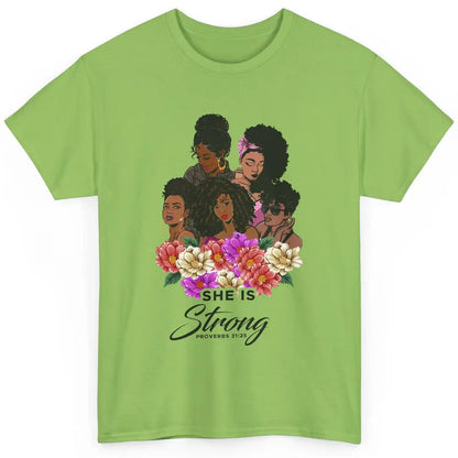 Floral Black Girl Shes Strong Afro Women Christian Religious Classic Unisex T-Shirt