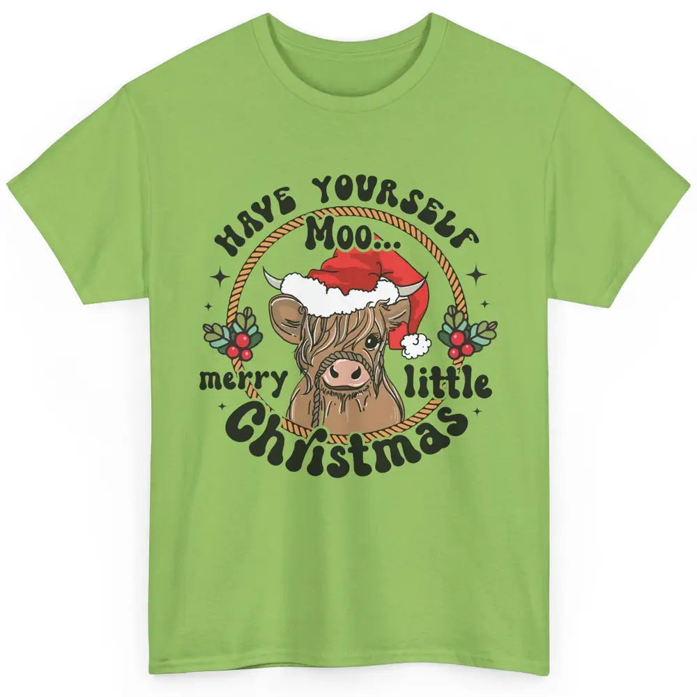 Have Yourself Merry Little Christmas Cow Santa Hat Xmas Gift Classic Unisex T-Shirt