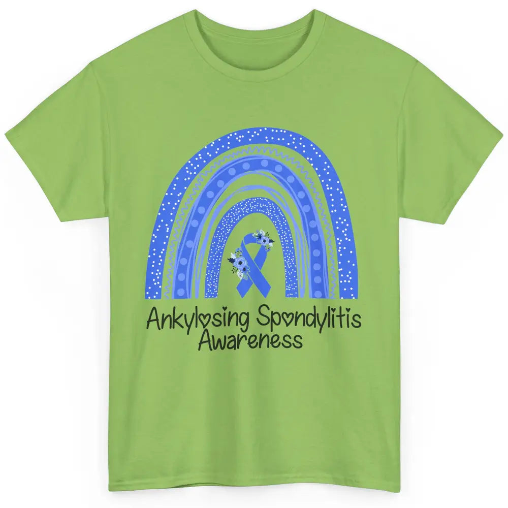 Ankylosing Spondylitis Awareness Support Floral Blue Rainbow Classic Unisex T-Shirt