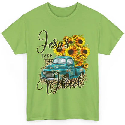 Sunflower Jesus Take The Wheel Christian Gift Leopard Print Classic Unisex T-Shirt