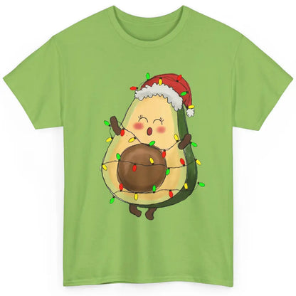 Avocado Santa Cute Avocado Christmas Lights Xmas Vegan Gift Classic Unisex T-Shirt