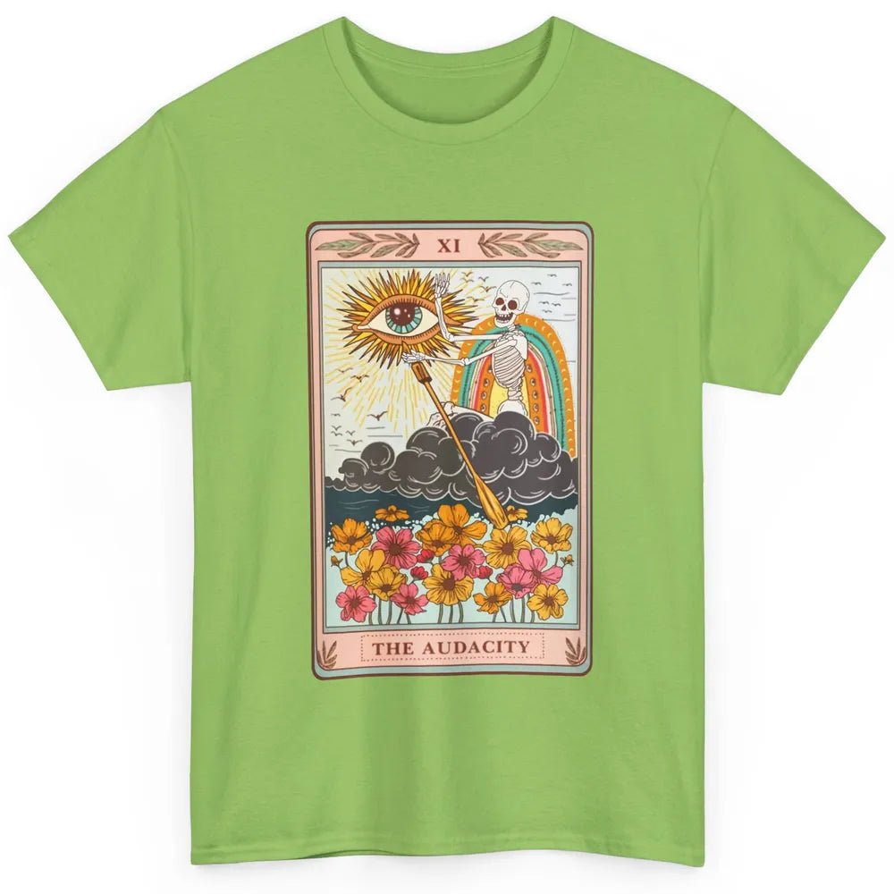 Retro Skeleton Riding Cloud The Audacity Tarot Card Rainbow Classic Unisex T-Shirt