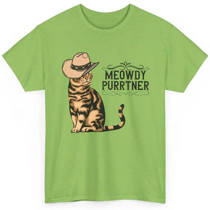 Funny Cat Cowboy Meowdy Purrtner Western Country Cat Mom Classic Unisex T-Shirt