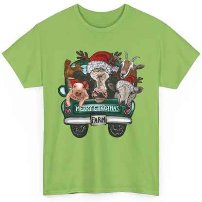 Heifer Merry Christmas Truck Pig Goat Farm Animals Christmas Classic Unisex T-Shirt