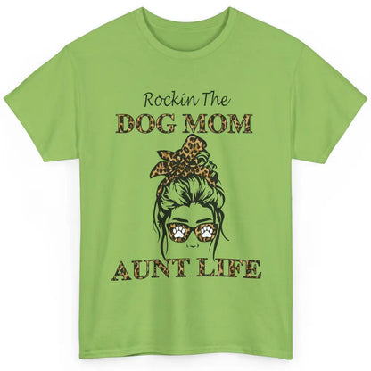 Rockin the Dog Mom Aunt Life Messy Bun Mom Leopard Bandana Classic Unisex T-Shirt