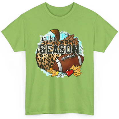 Leopard Football Pumpkin Tis The Season Fall Leaves Autumn Classic Unisex T-Shirt