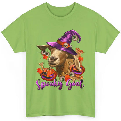 Funny Goat Witch Pumpkin Fall Leaves Halloween Goat Mom Classic Unisex T-Shirt