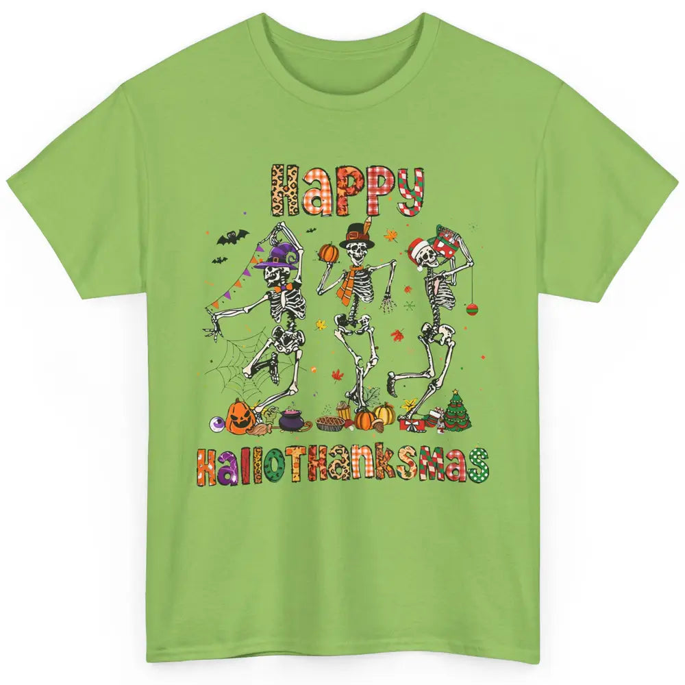 Funny Dancing Skeleton Happy Hallo-thank-mas Fall Pumpkin Classic Unisex T-Shirt