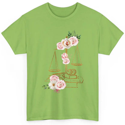 Floral Lawyer Office Scales Roses Justice Fair Law School Classic Unisex T-Shirt