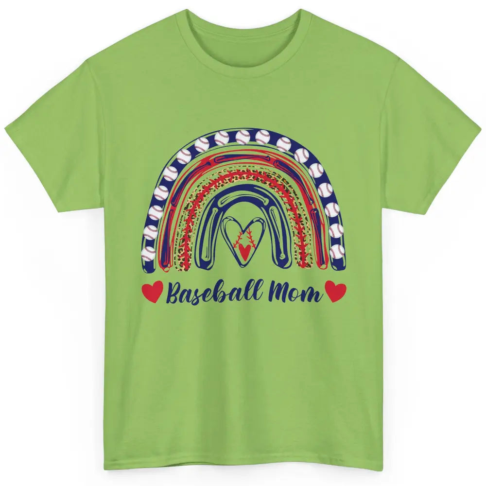 Baseball Mom Leopard Rainbow Proud Baseball Softball Players Classic Unisex T-Shirt