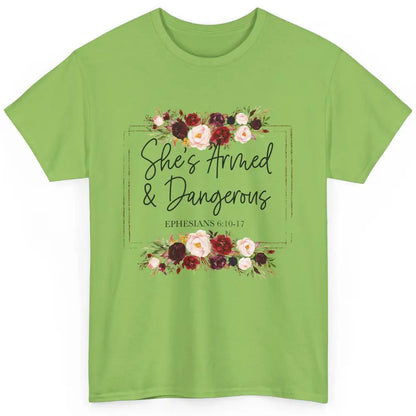 Floral She's Armed And Dangerous Bible Verse Christian Faith Classic Unisex T-Shirt