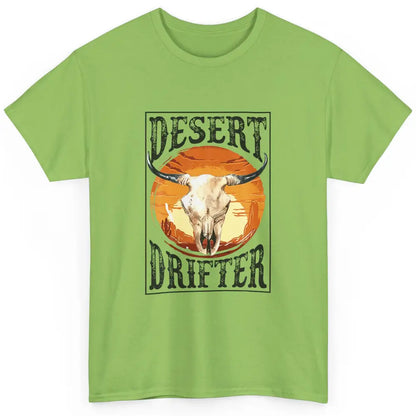 Bull Skull Sunset Desert Drifter Cowboy Rodeo Western Retro Classic Unisex T-Shirt