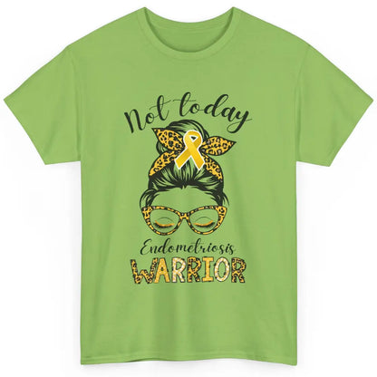 Endometriosis Awareness Leopard Messy Bun Not Today Warrior Classic Unisex T-Shirt