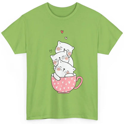 Funny Cats In Cup Cute Kitten Mom Vday Heart Valentines Day Classic Unisex T-Shirt