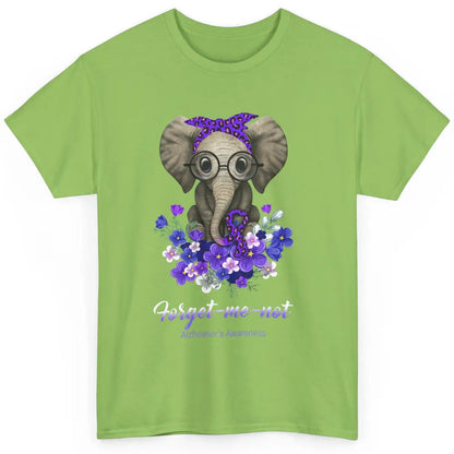 Alzheimer Awareness Purple Ribbon Elephant Forget Me Not Classic Unisex T-Shirt