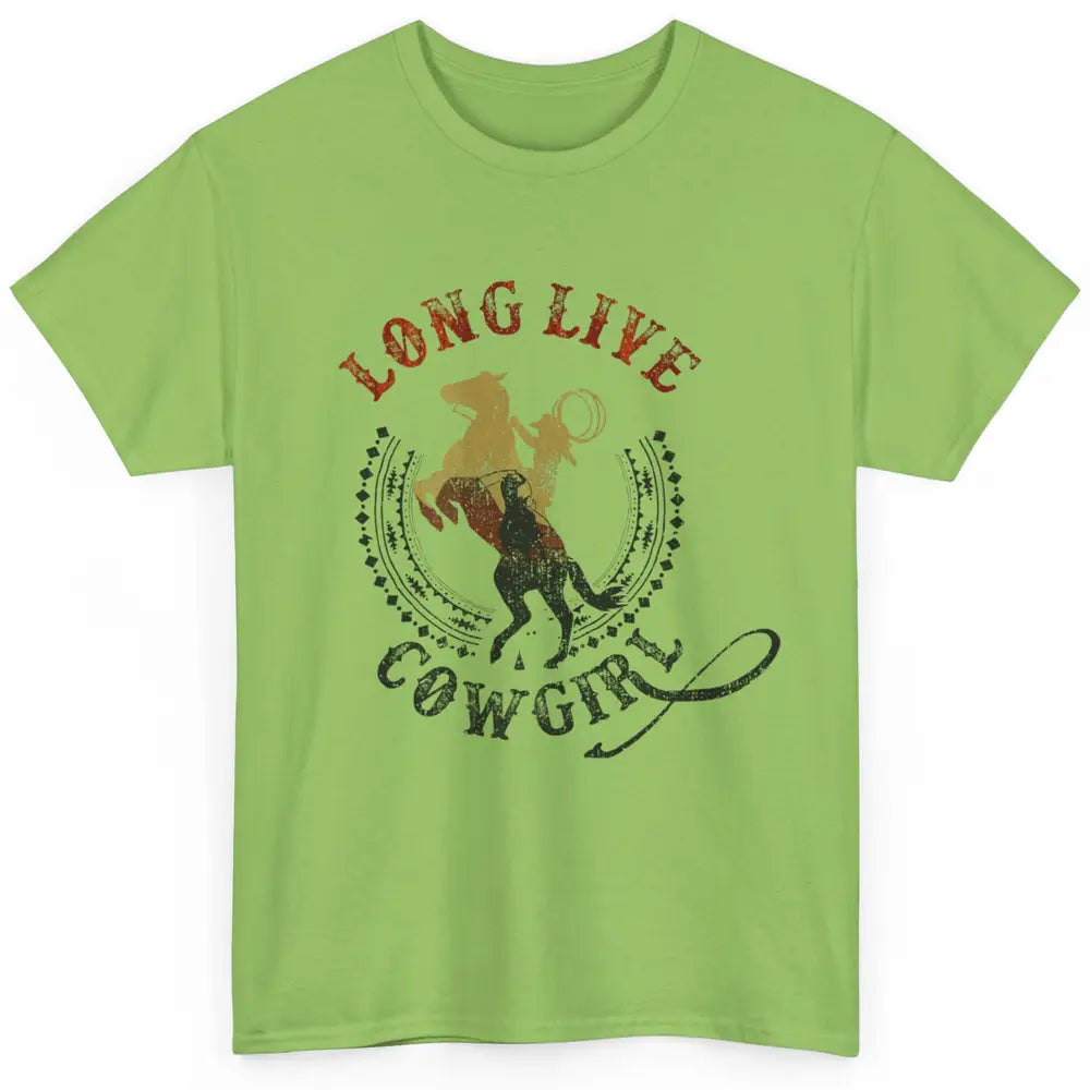 Western Country Cowgirl Riding Horses Cool Rodeo Howdy Retro Classic Unisex T-Shirt