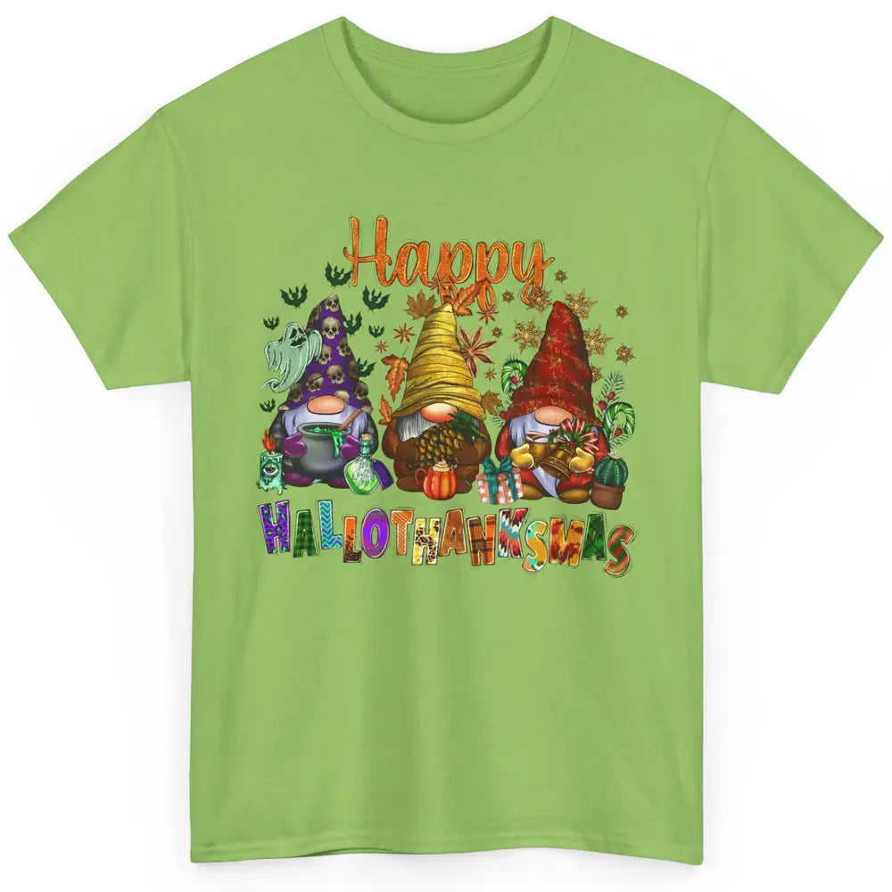 Funny Gnomes Happy Hallo-thank-mas Fall Pumpkin Thanksgiving Classic Unisex T-Shirt