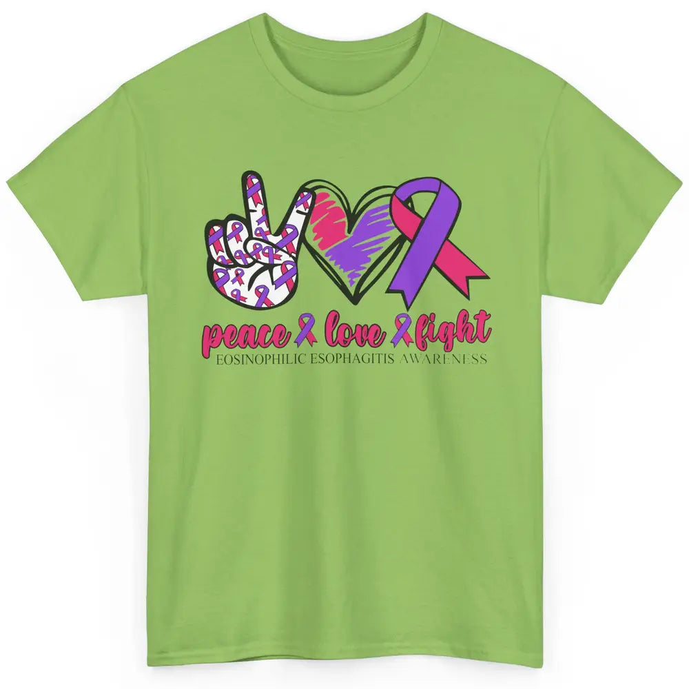 Eosinophilic Esophagitis Awareness Ribbon Peace Love Fight Classic Unisex T-Shirt