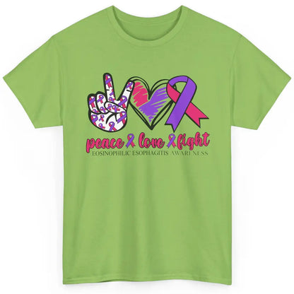 Eosinophilic Esophagitis Awareness Ribbon Peace Love Fight Classic Unisex T-Shirt