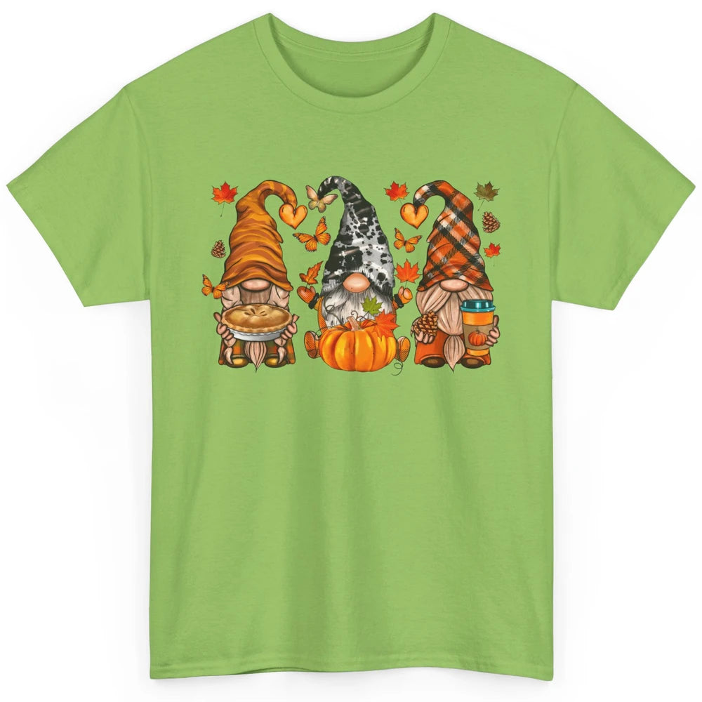 Retro Fall Gnomies Pumpkin Falling Leaves Thanksgiving Gnome Classic Unisex T-Shirt