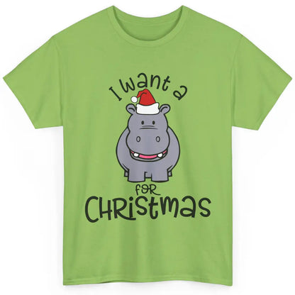 Funny I Want A Hippopotamus For Christmas Tree Hippo Santa Classic Unisex T-Shirt