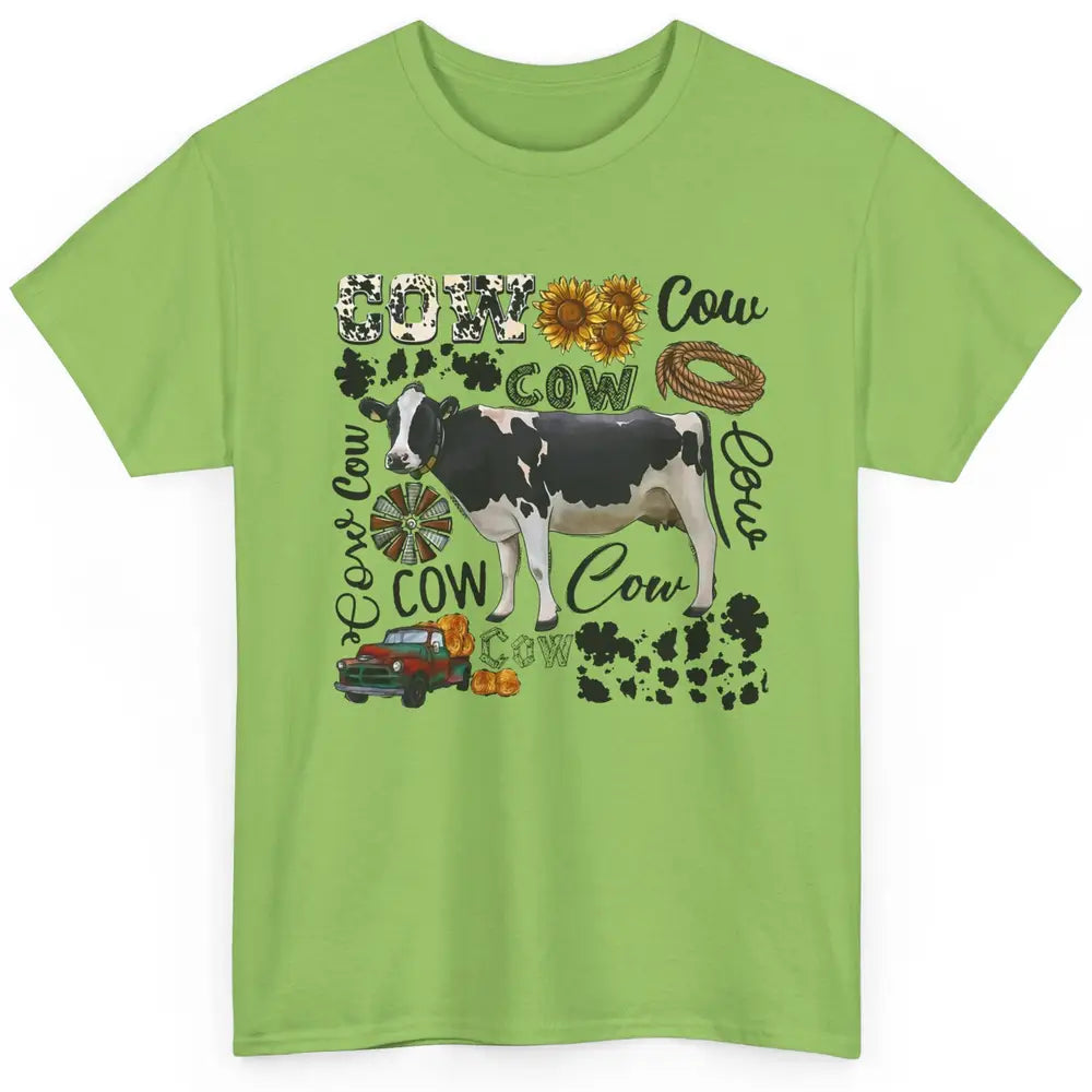 Cow Western Country Cow Sunflower Truck Farm Life Farmer Classic Unisex T-Shirt