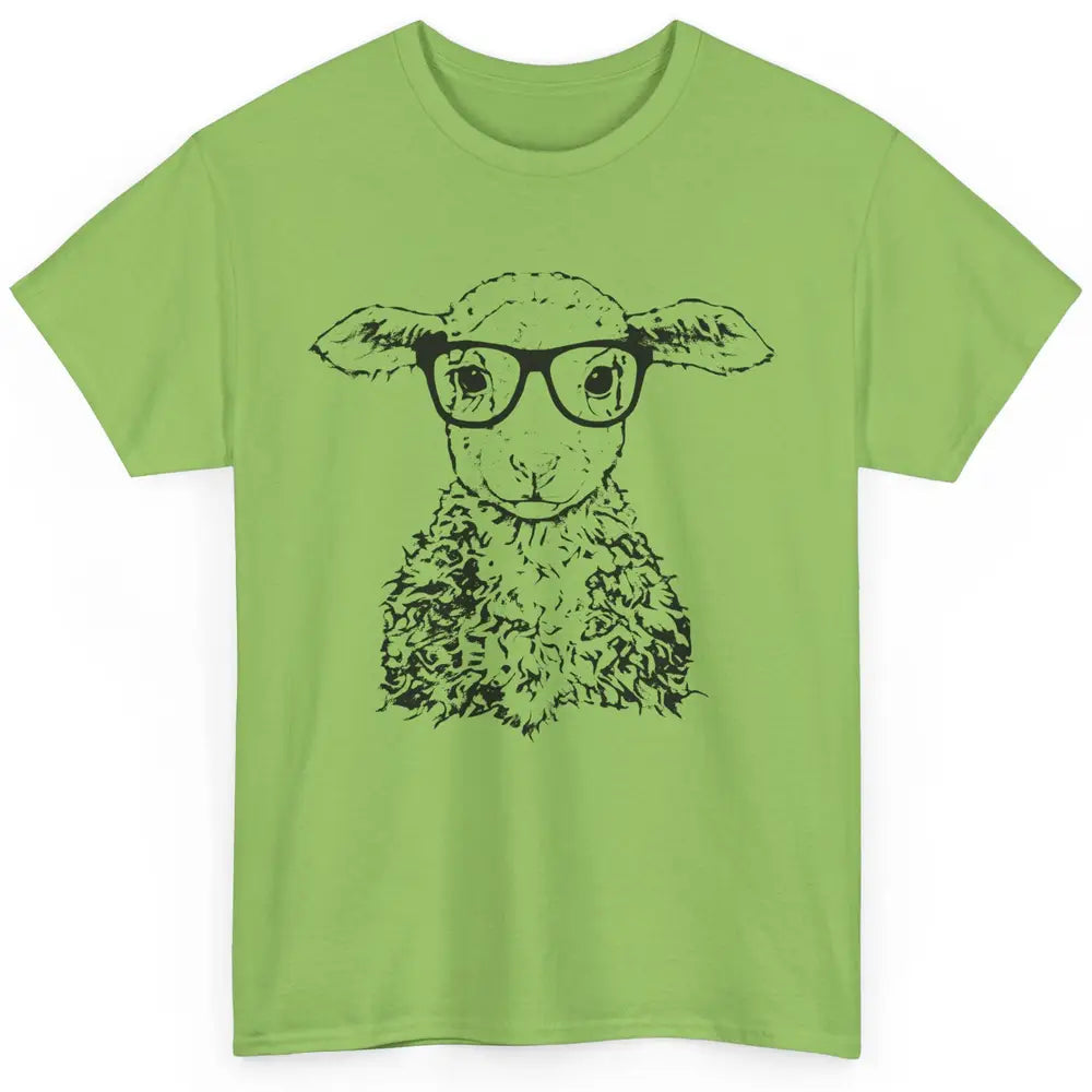 Cute Sheep Glasses Nerdy Farm Animal Hipster Sheep Lovers Classic Unisex T-Shirt