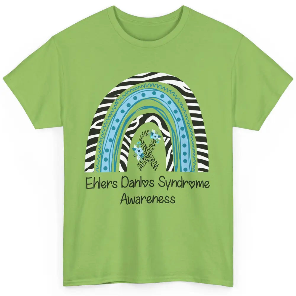 Ehlers Danlos Syndrome Awareness EDS Zibra Ribbon Rainbow Classic Unisex T-Shirt