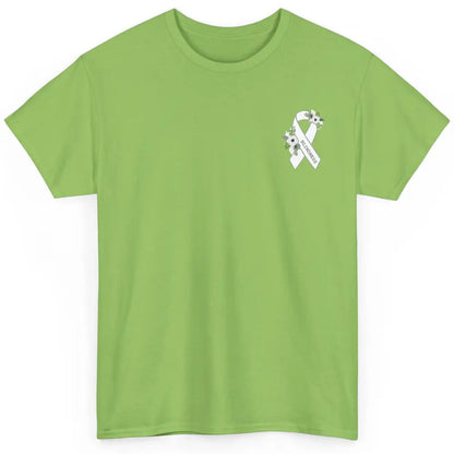 Blindness Awareness Floral White Gray Ribbon Blind Support Classic Unisex T-Shirt