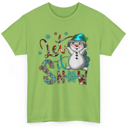 Leopard Snow Man Let It Snow Snowflakes Western Christmas Classic Unisex T-Shirt