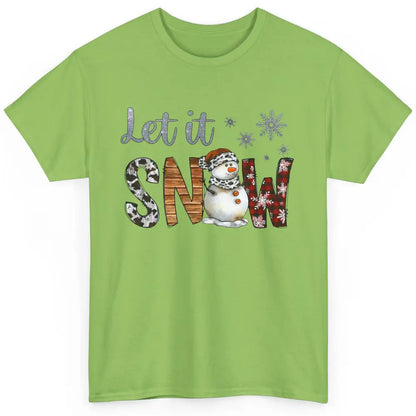 Leopard Snowman Let It Snow Snowflakes Western Christmas Classic Unisex T-Shirt