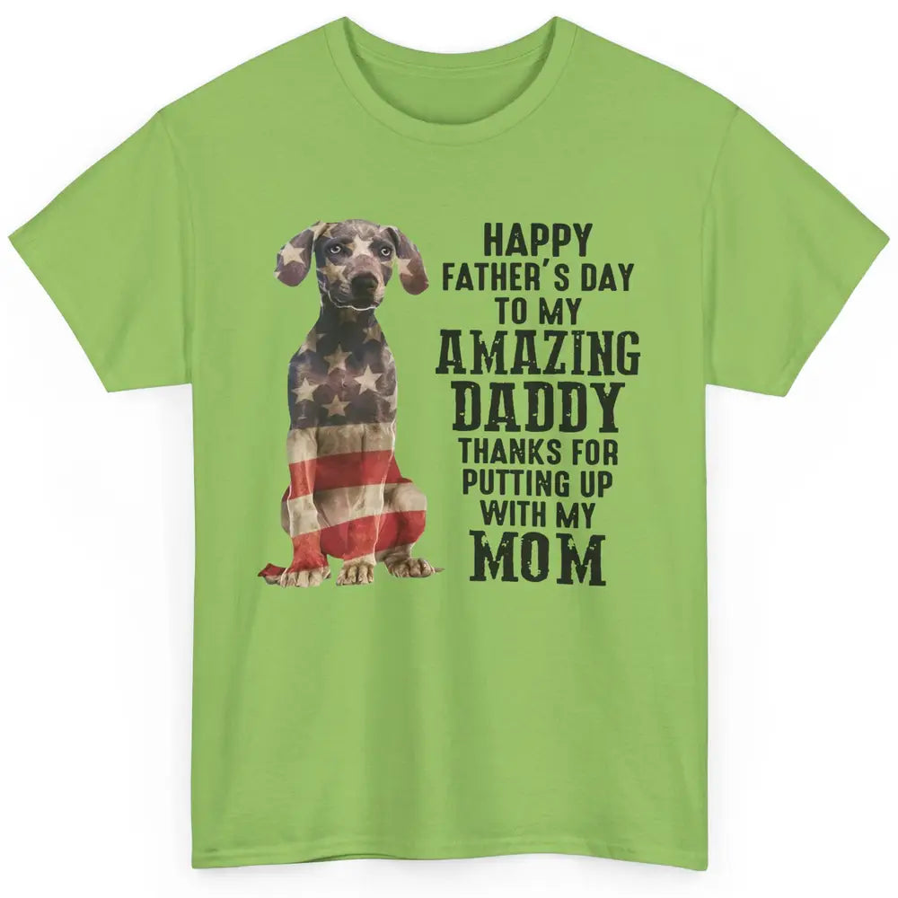 US Flag Weimaraner Dad Happy Fathers Day To My Amazing Daddy Classic Unisex T-Shirt