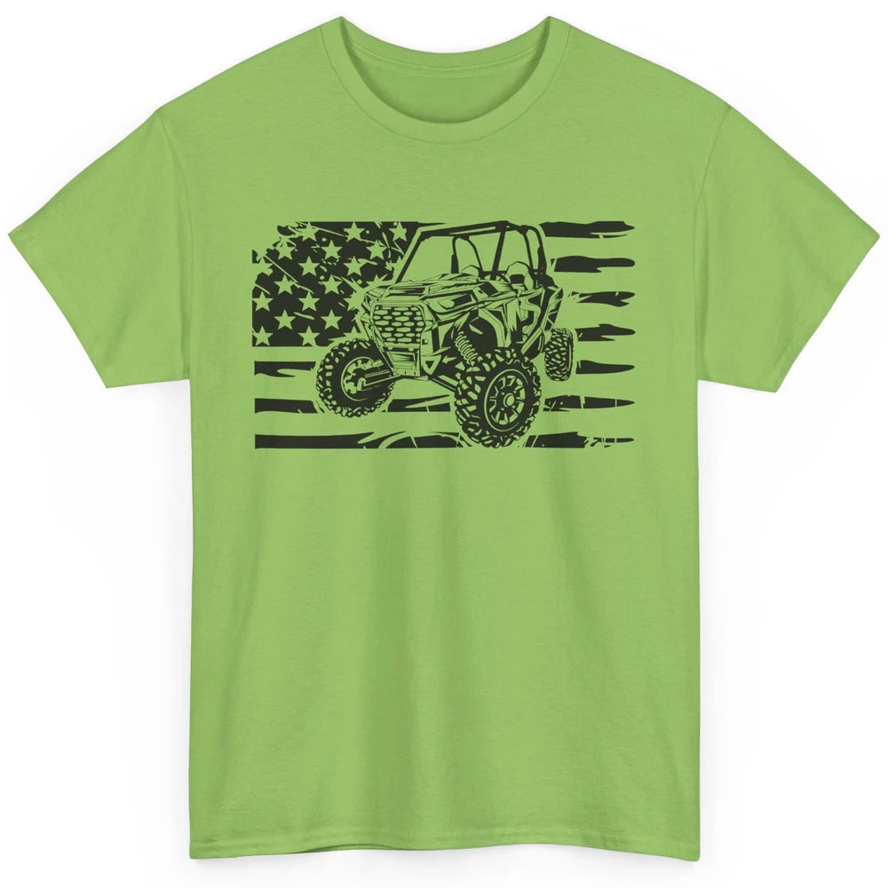 Retro US Flag UTV Riding Offroad Mountain Side By Side Rider Classic Unisex T-Shirt