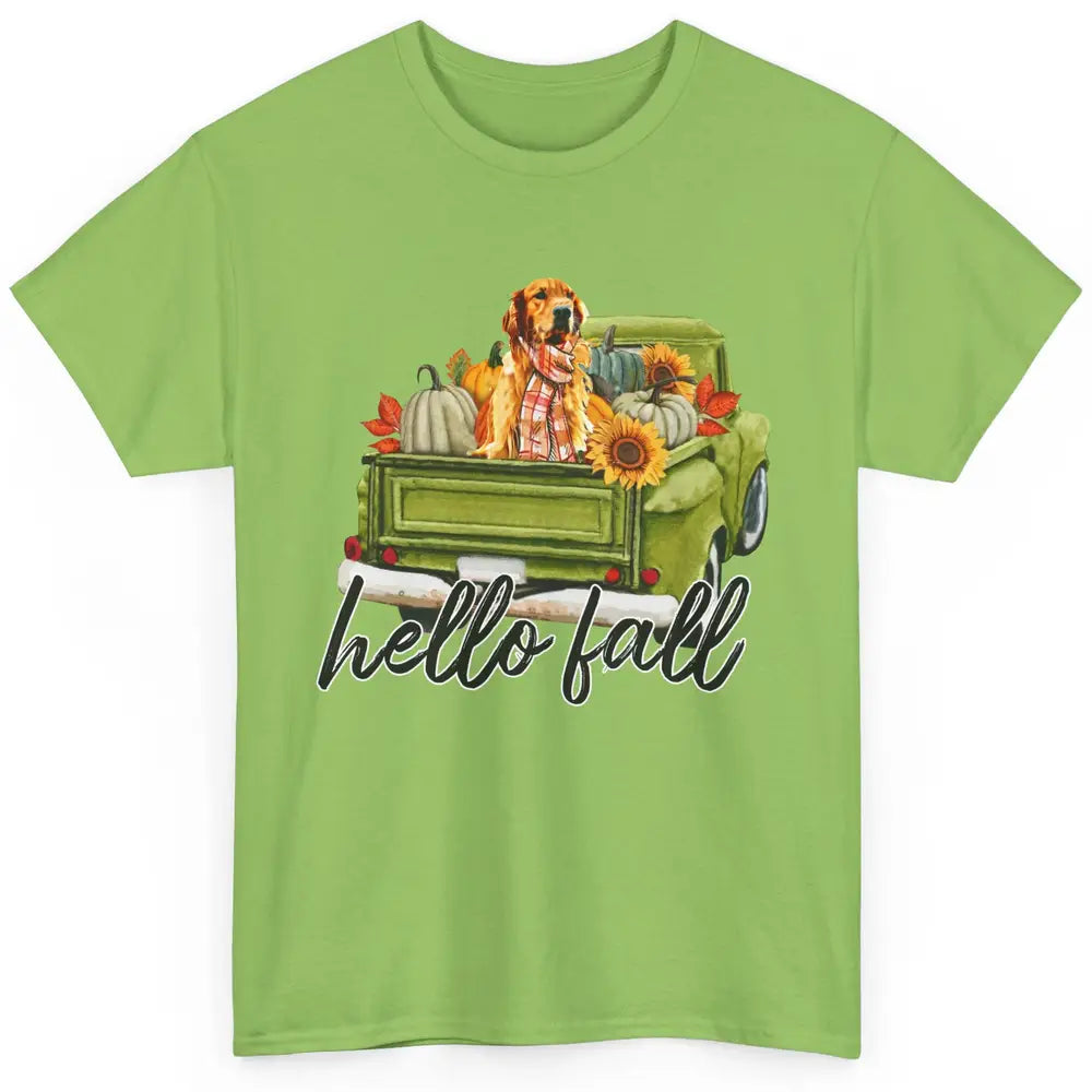 English Golden Retriever Pumpkin Truck Hello Fall Dog Mom Classic Unisex T-Shirt