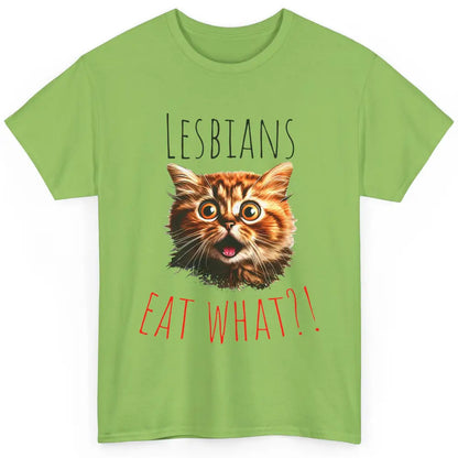 Funny Black Cat Lesbians Eat What LGBTQ Sarcastic Cat Mom Classic Unisex T-Shirt