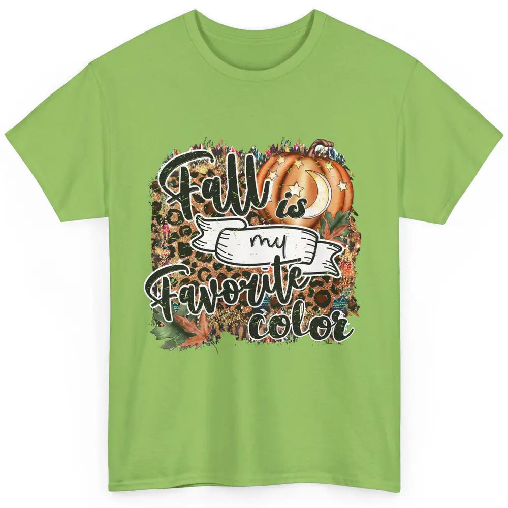 Retro Pumpkin Fall Is My Favorite Color Leopard Autumn Gift Classic Unisex T-Shirt