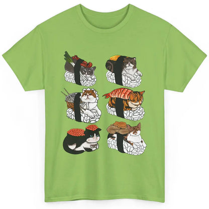 Funny Cat Sushi Roll Cute Japanese Kawaii Kitten Lovers Gift Classic Unisex T-Shirt