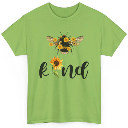 Bee Kind Be Cute Graphic Sunflower Inspirational Sayings Classic Unisex T-Shirt