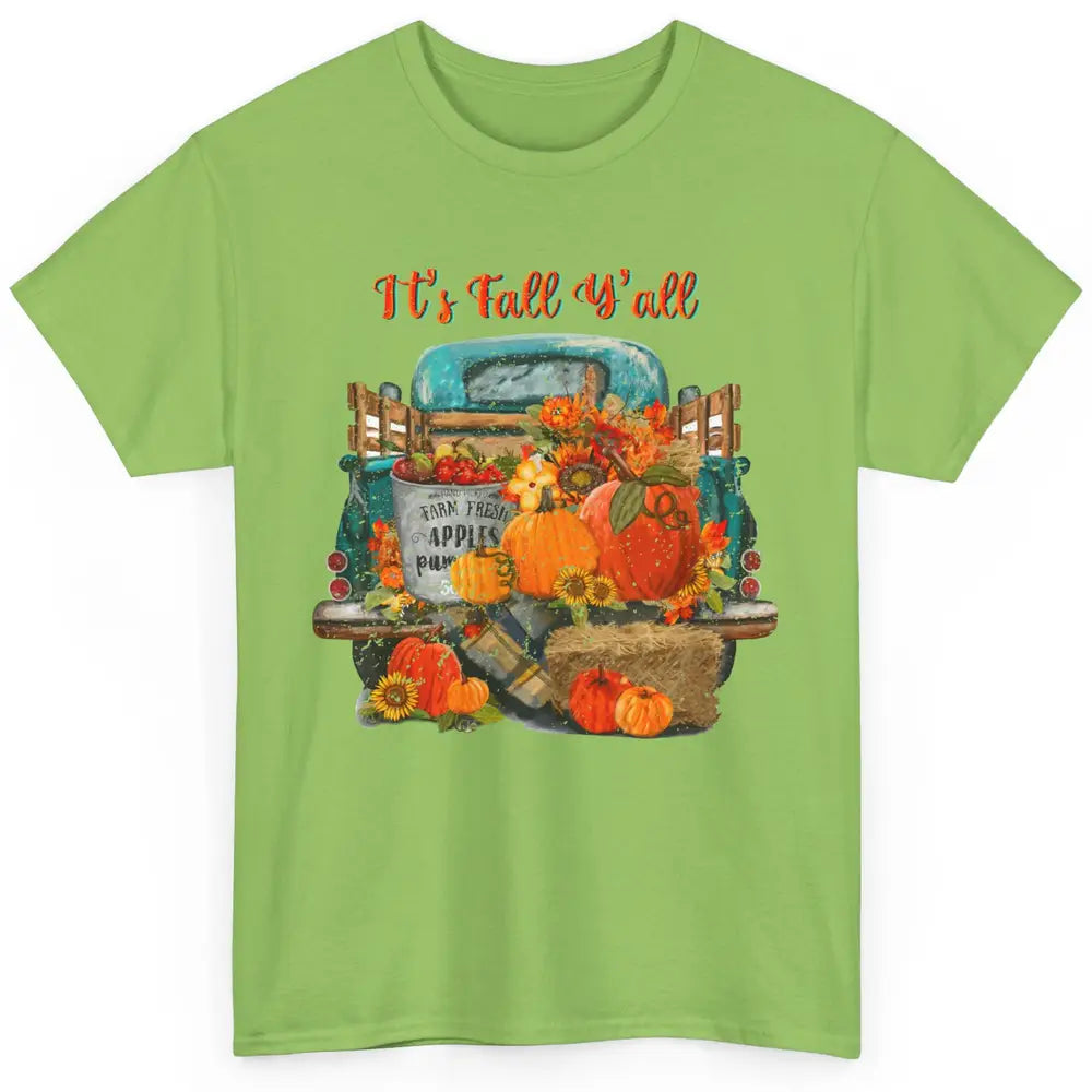 Retro Pumpkin Truck Sunflower Western Pumpkin Season Fall Classic Unisex T-Shirt