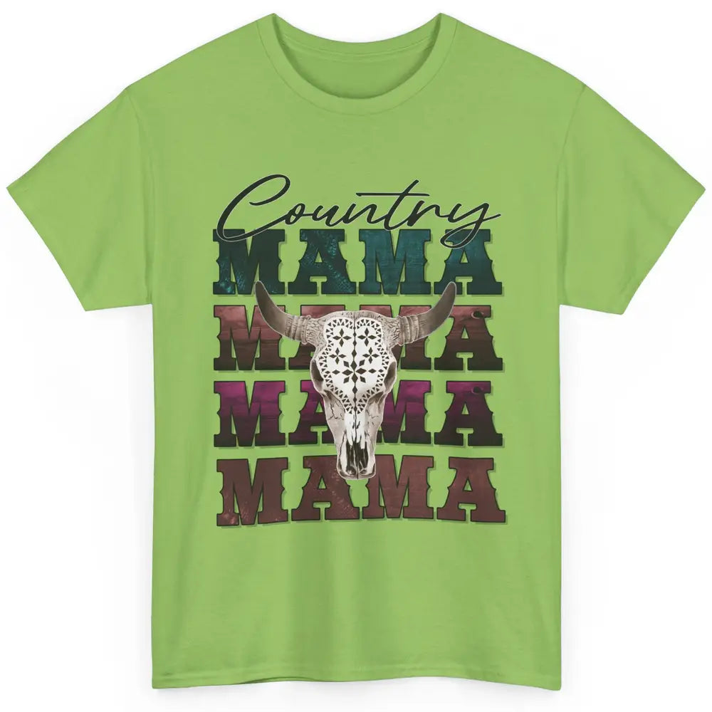 Country Mama Rodeo Bull Skull Western Texas Long Horn Cowboy Classic Unisex T-Shirt