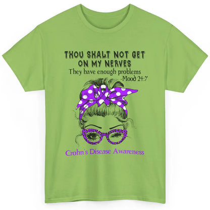 Crohns Disease Awareness Not Get On Nerves Messy Hair Woman Classic Unisex T-Shirt