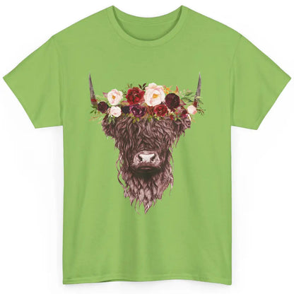 Floral Highland Cow Western Farm Animals Highland Cow Lovers Classic Unisex T-Shirt