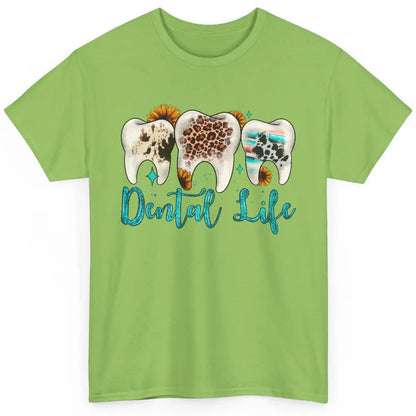 Western Dental Life Tooth Leopard Flower Dentist Hygienist Classic Unisex T-Shirt