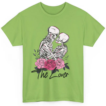 Floral Skeleton Couple The Lovers Tarot Card Valentines Day Classic Unisex T-Shirt