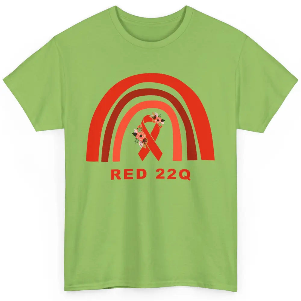 22Q Deletion/DiGeorge Syndrome Awareness Floral Red Rainbow Classic Unisex T-Shirt