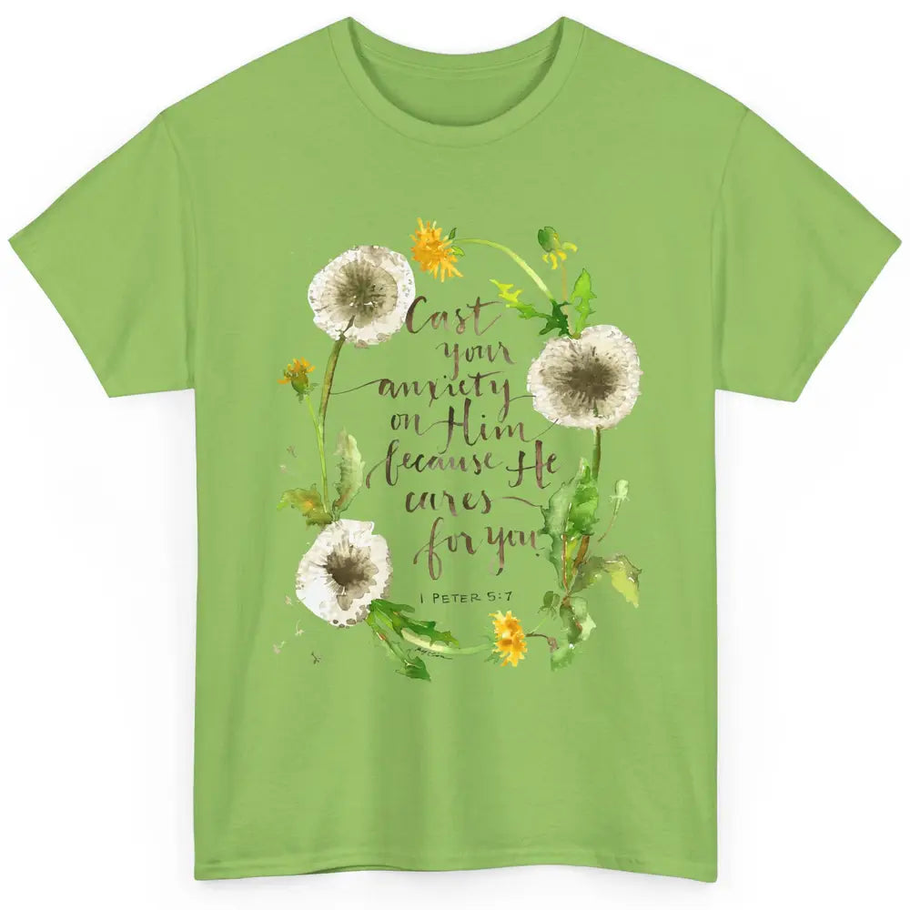 Floral Christian Faith Cast Your Anxiety On Him Bible Verse Classic Unisex T-Shirt