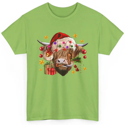 Highland Cow Joy Santa Hat Christmas Ornament Western Farm Classic Unisex T-Shirt