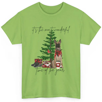 Belgian Malinois Christmas Tree Most Wonderful Time Of Year Classic Unisex T-Shirt